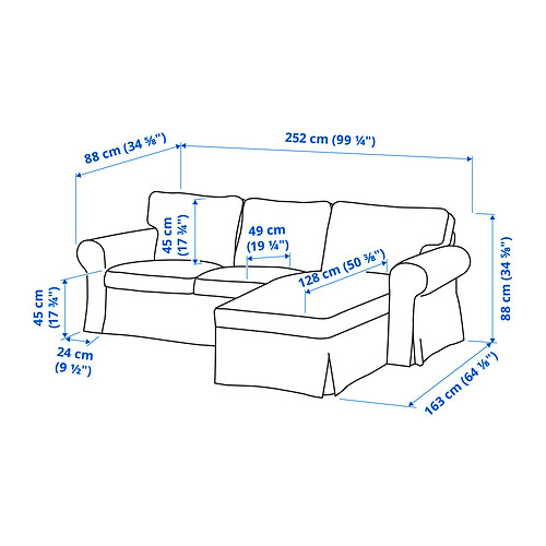 EKTORP 3-seat sofa with chaise longue