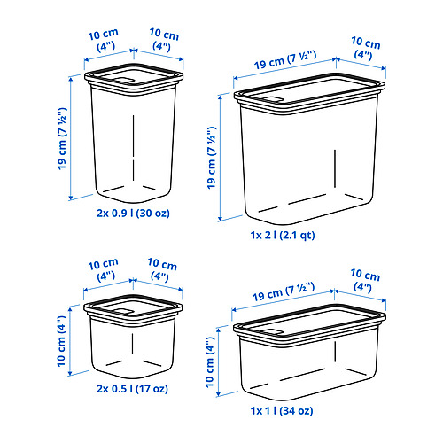 KORALLVIPPA dry food jar with lid, set of 6