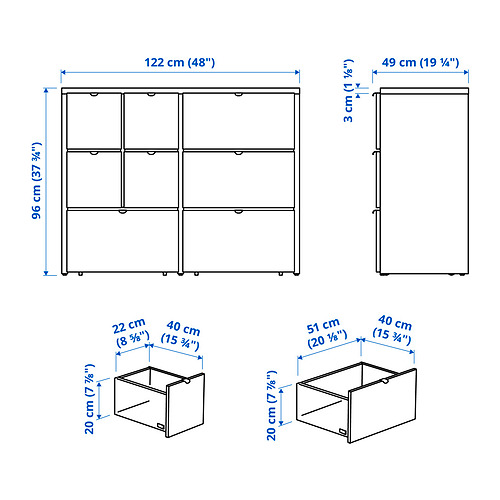 VISTHUS komoda su 8 stalčiais