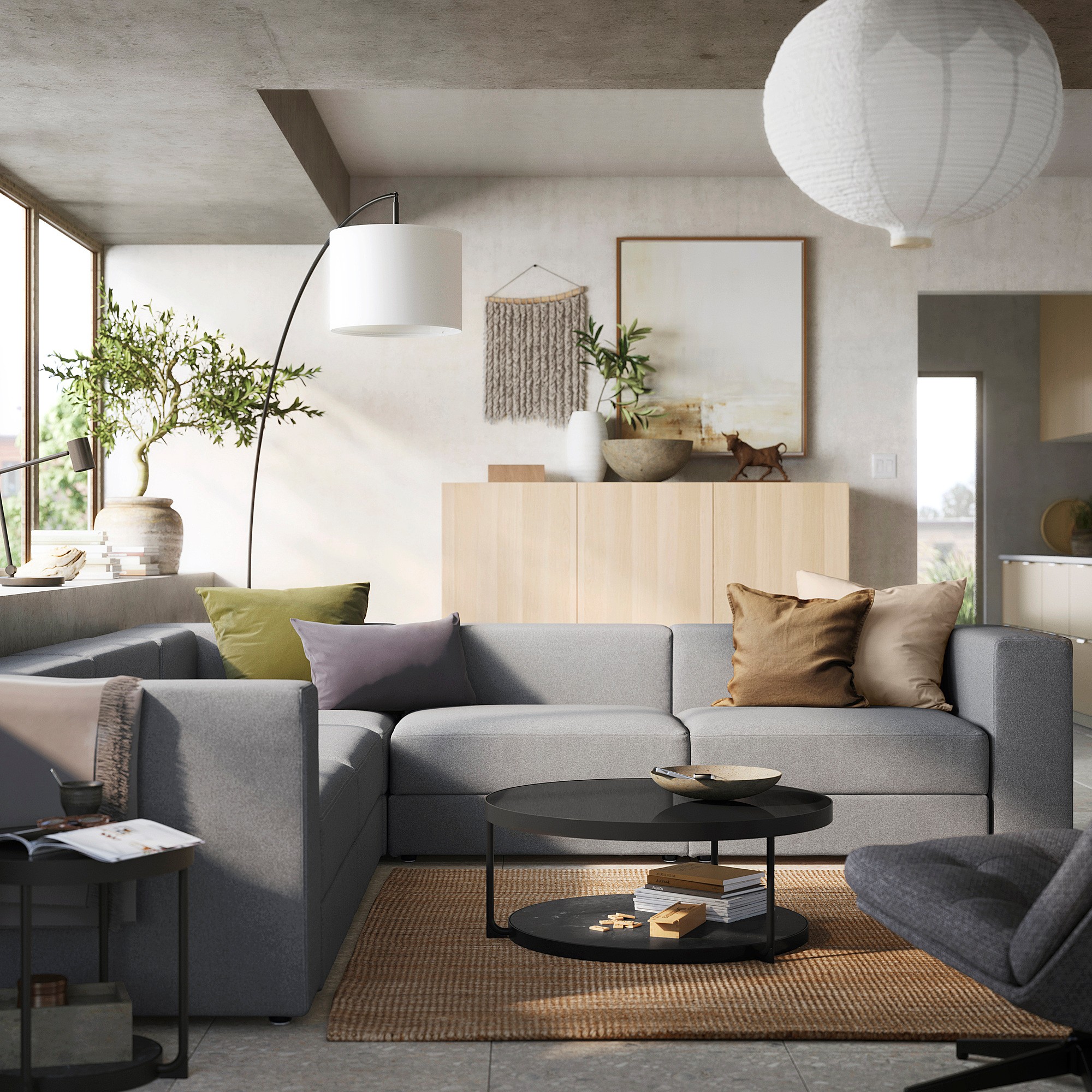 JÄTTEBO модульный угловой диван, 6-местный Tonerud серый | IKEA Latvija