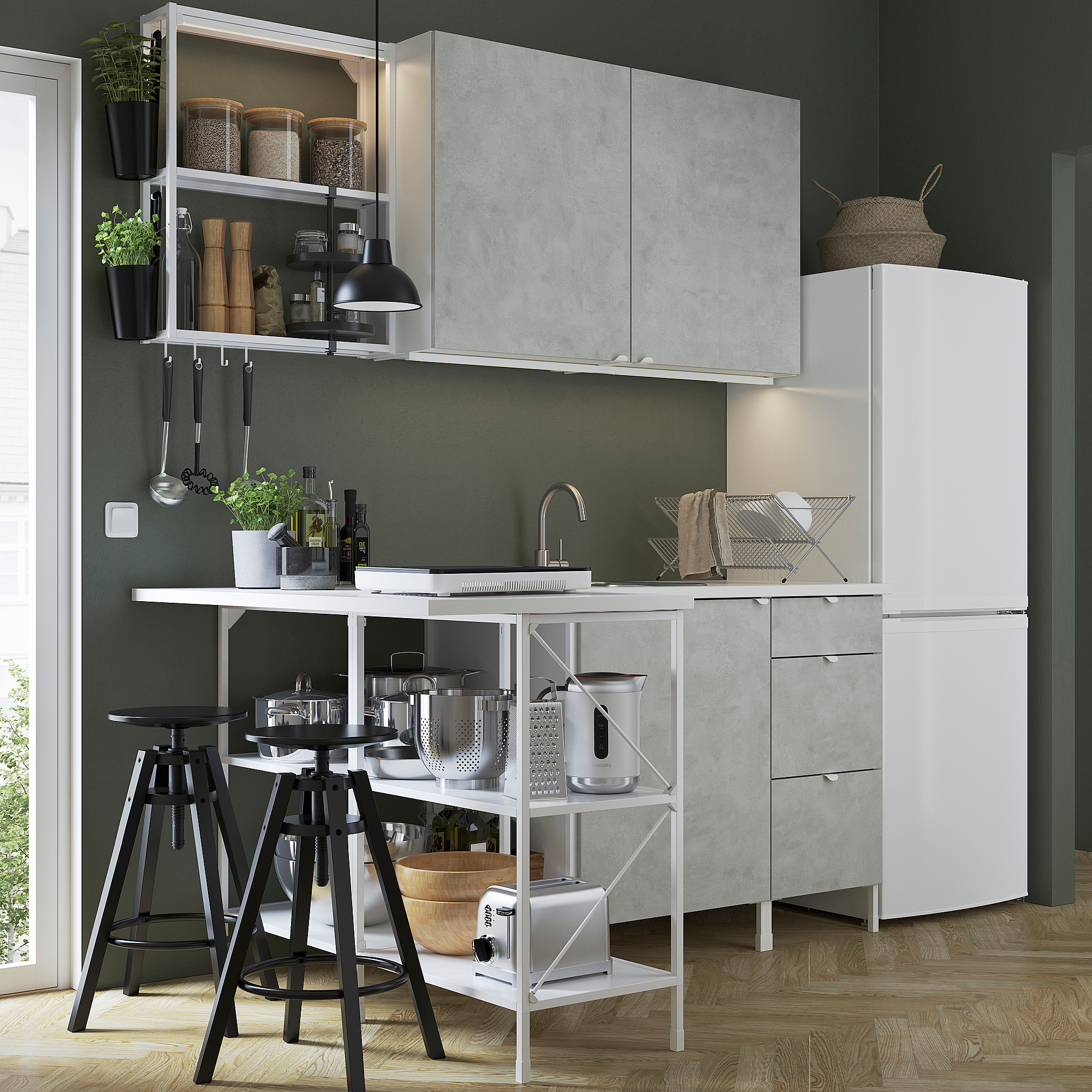 ENHET corner kitchen white/concrete effect IKEA Eesti