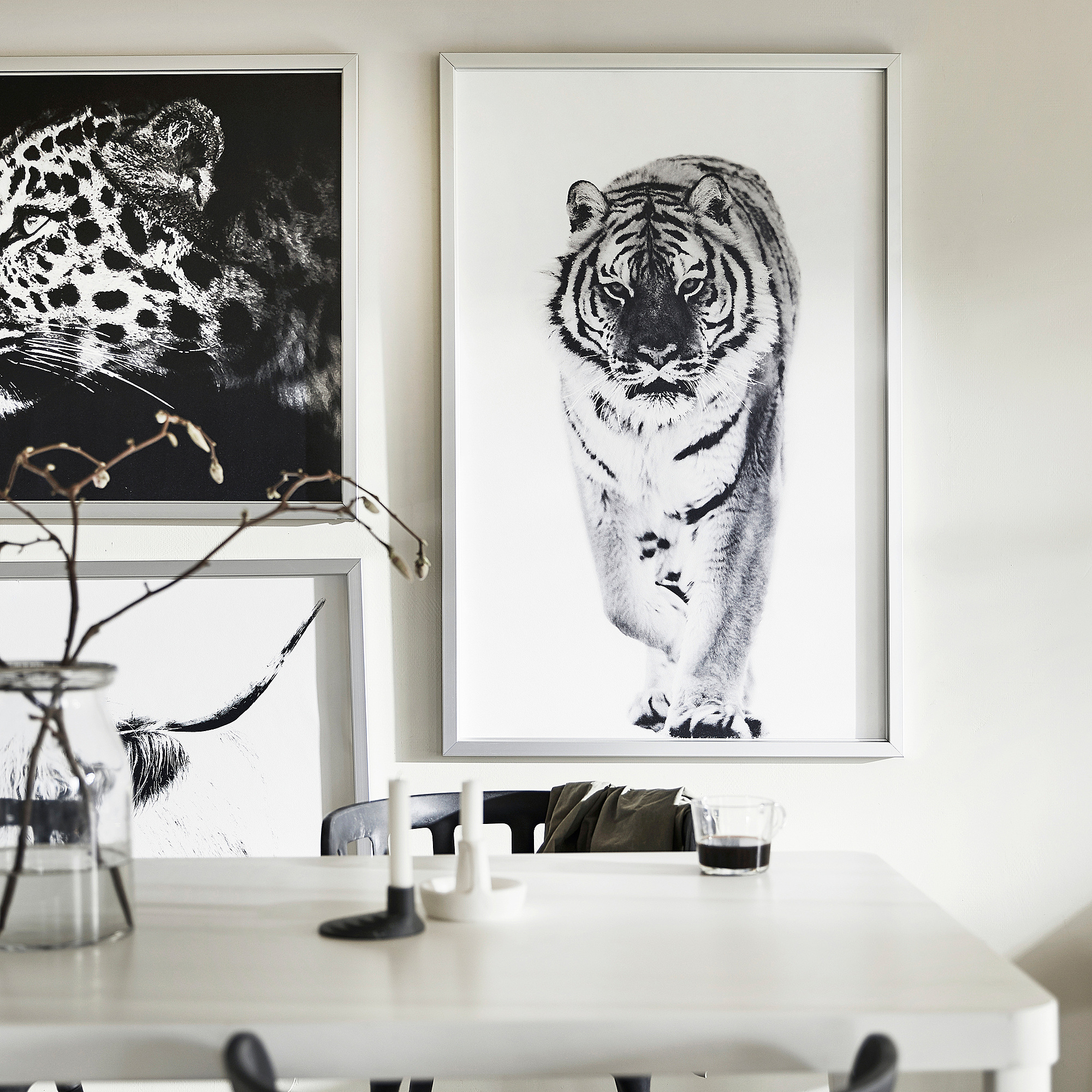 BJÖRKSTA picture with frame cheetah/aluminiumcolour 118x78 cm IKEA Eesti