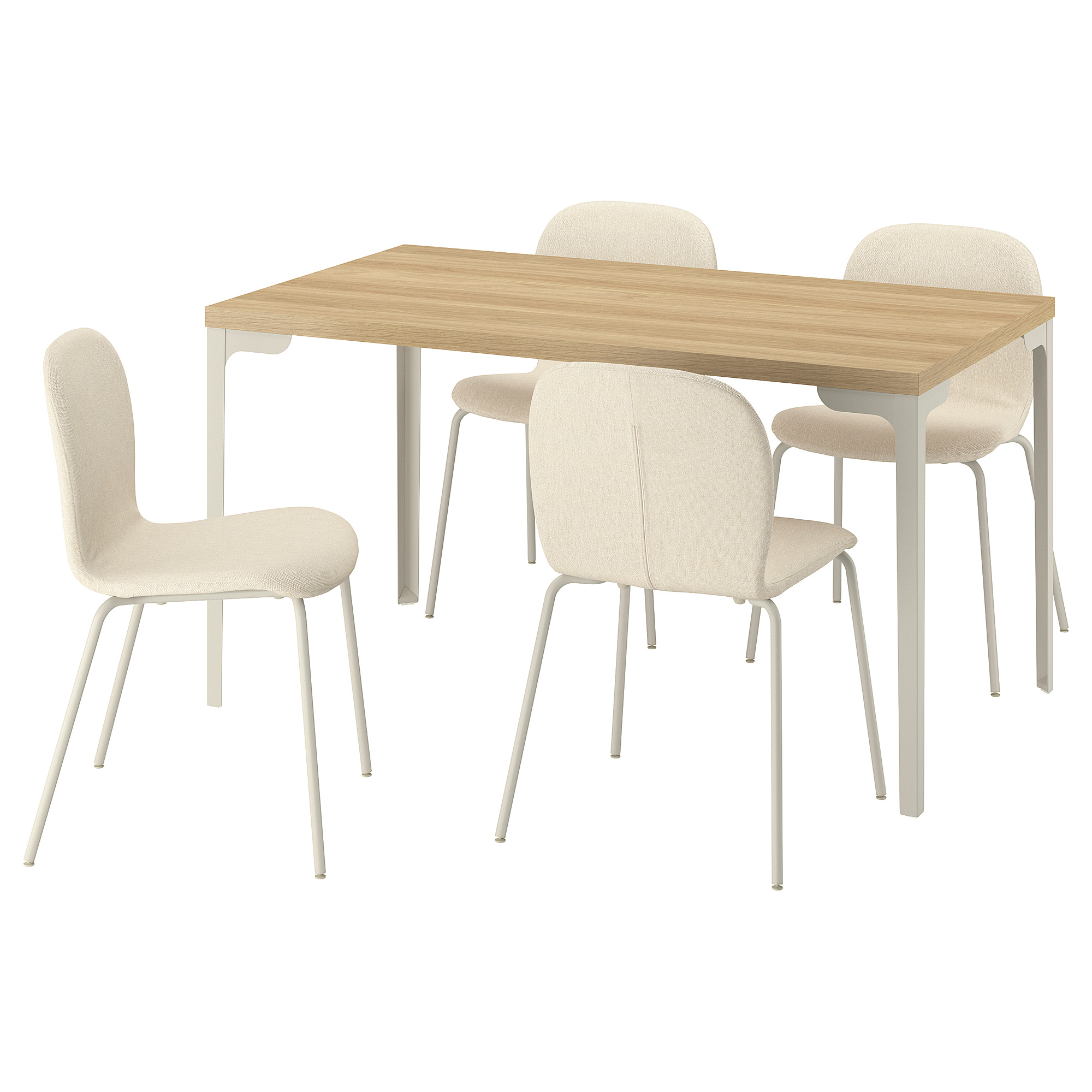 SKÅLSTA table and chairs oak effect straight light grey-beige