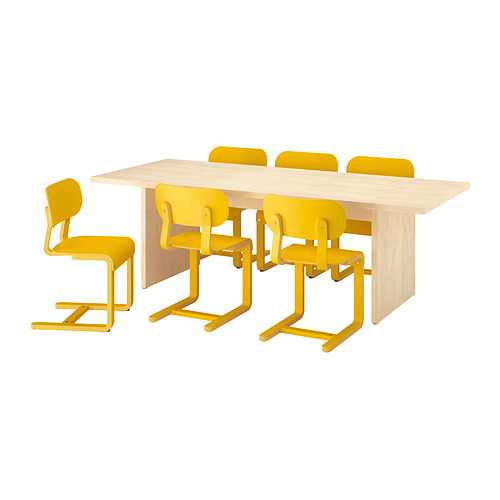 LYCKAN/BERGSHYTTAN, table and 6 chairs