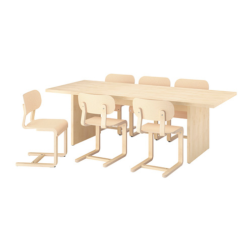 LYCKAN/BERGSHYTTAN, table and 6 chairs