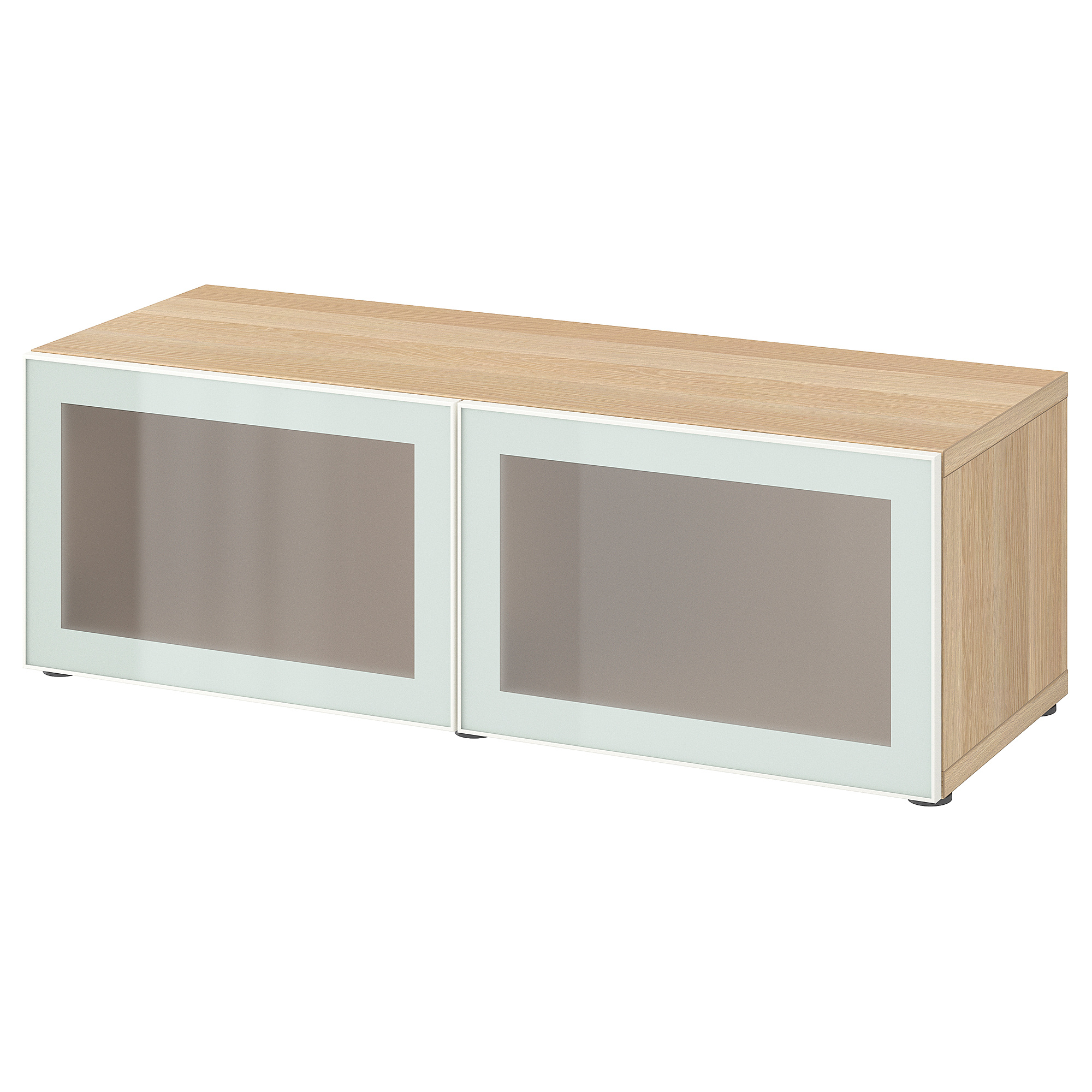 BESTÅ shelf unit with glass doors white stained oak effect/Glassvik white/frosted glass