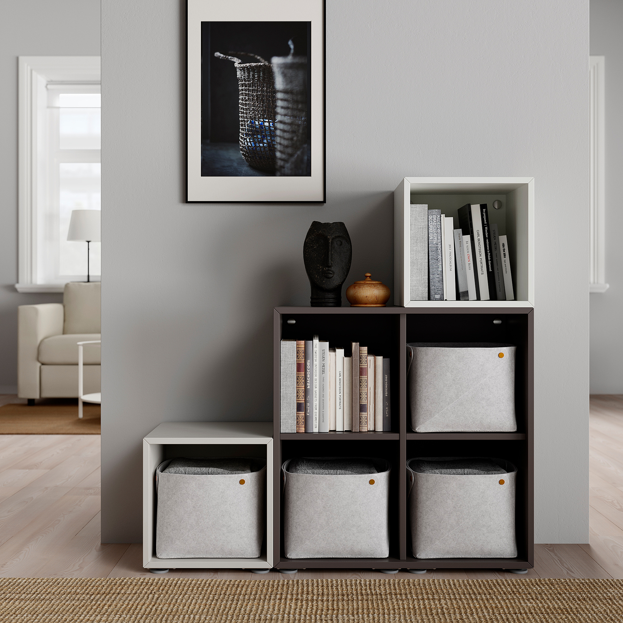 EKET combination with feet light greywhite/dark grey