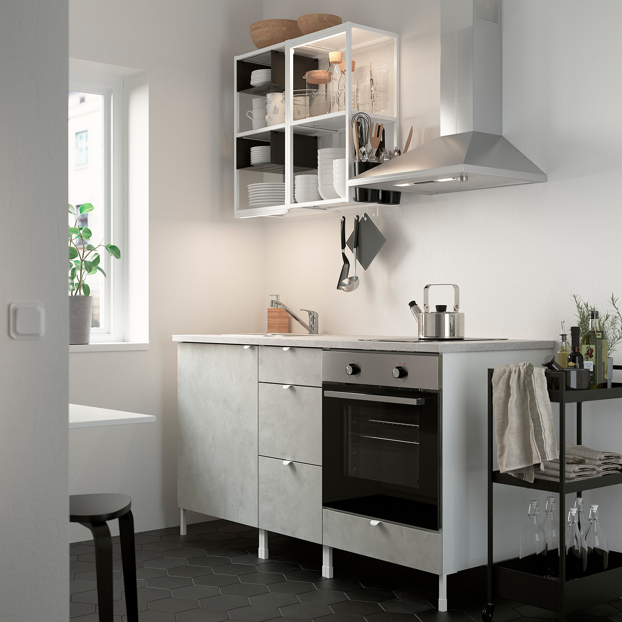 ENHET кухня белый/под бетон 163x63.5x222 см | IKEA Eesti