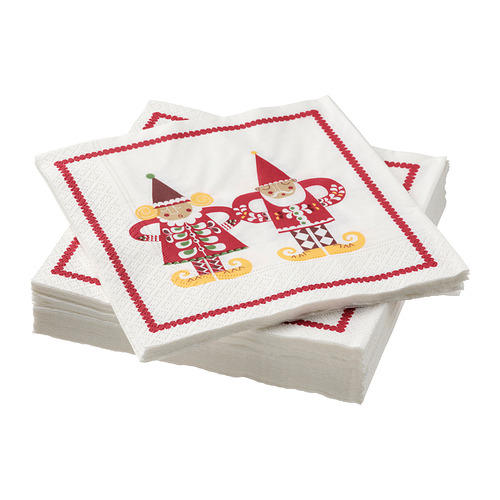 VINTERFINT paper napkin Santa Claus pattern white/red 33x33 cm IKEA Eesti