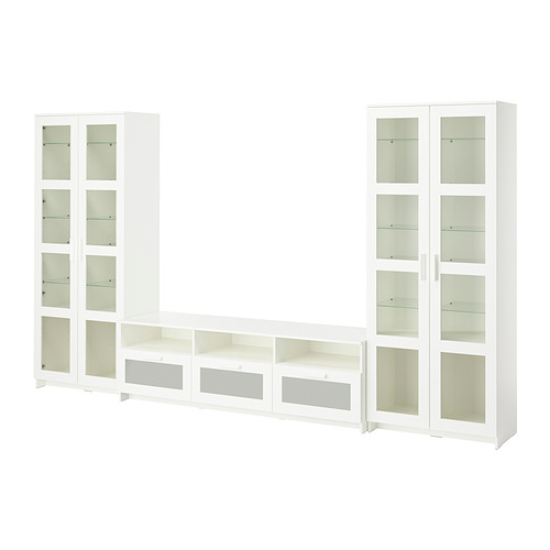 BRIMNES, TV storage combination/glass doors