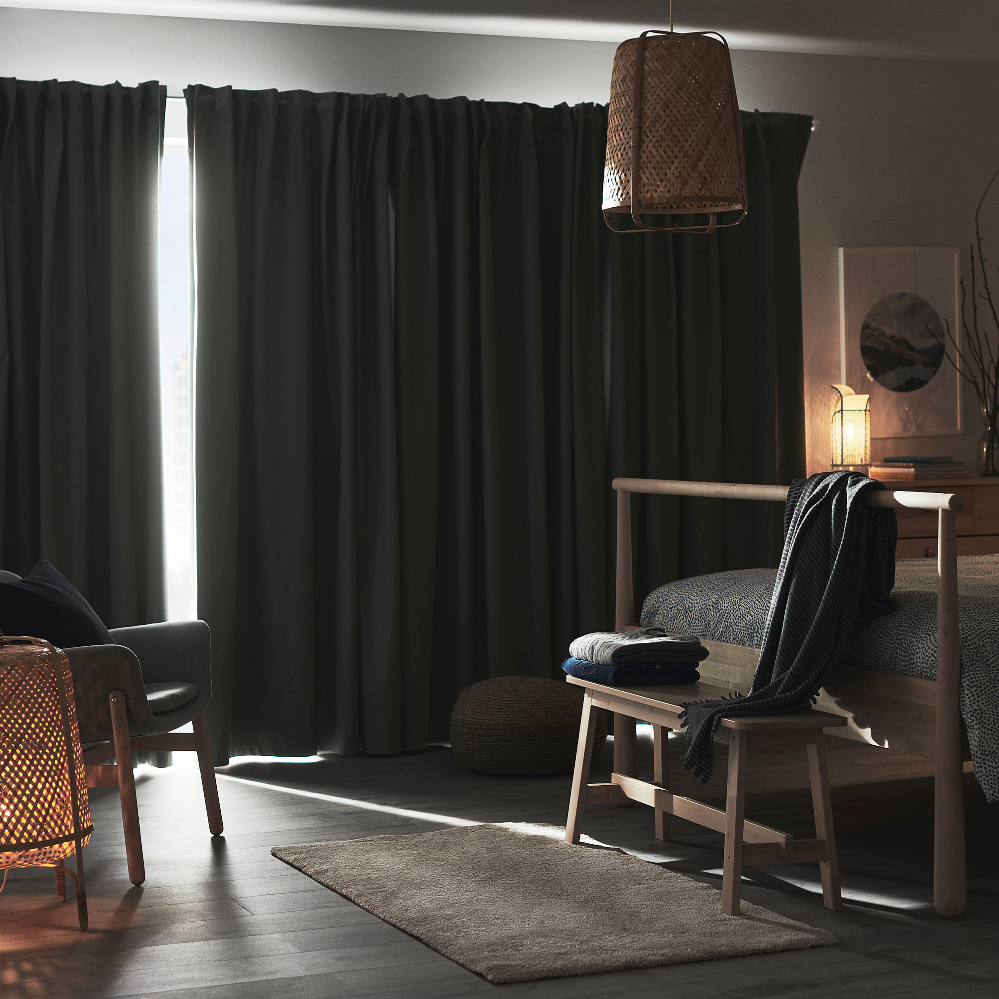 BENGTA blockout curtain, 1 length light green 210x300 cm IKEA Lietuva