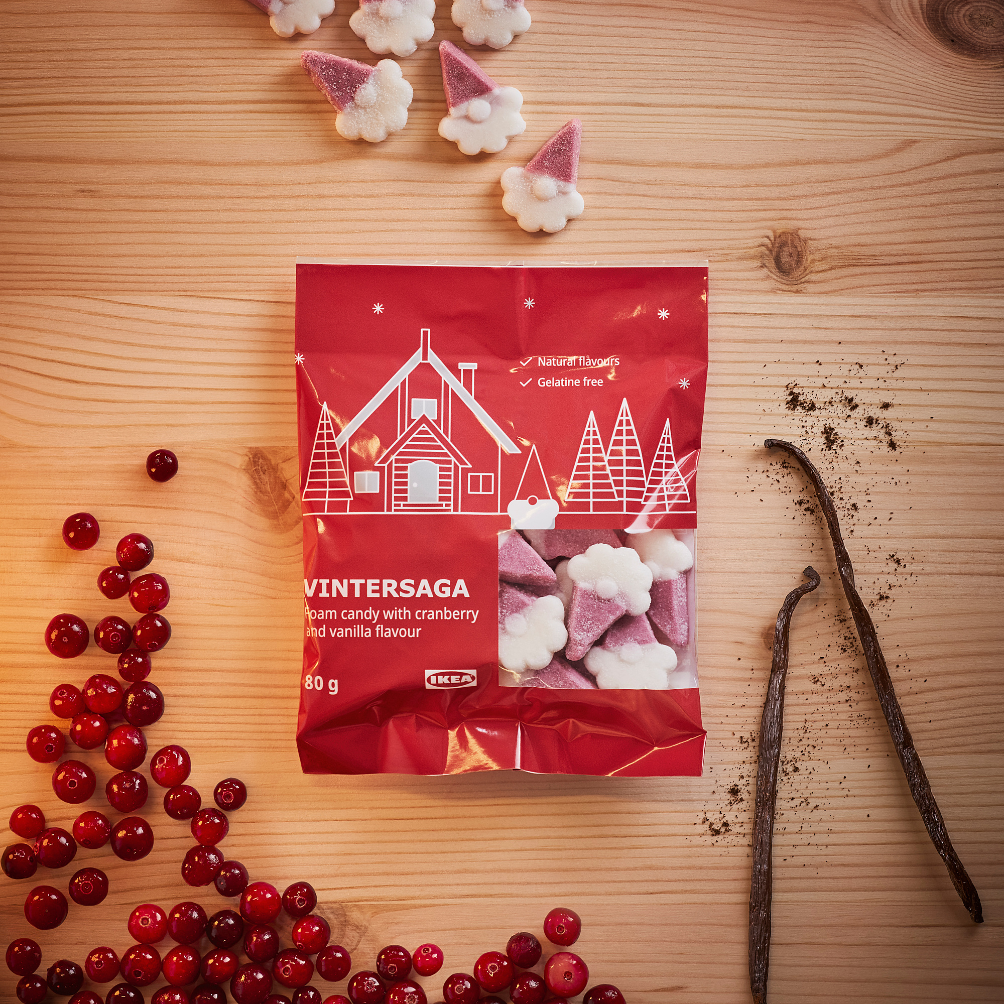 VINTERSAGA foam candy cranberry with vanilla flavour 80 g IKEA Latvija