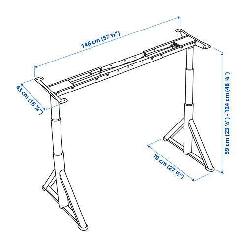 IDÅSEN, underframe sit/stand f table tp, el