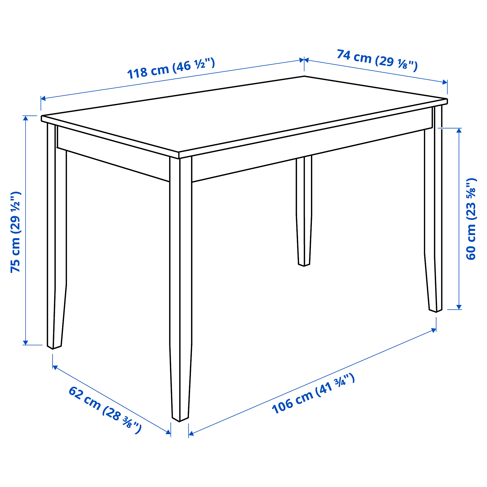 LERHAMN table light antique stain/white stain 118x74 cm IKEA Latvija