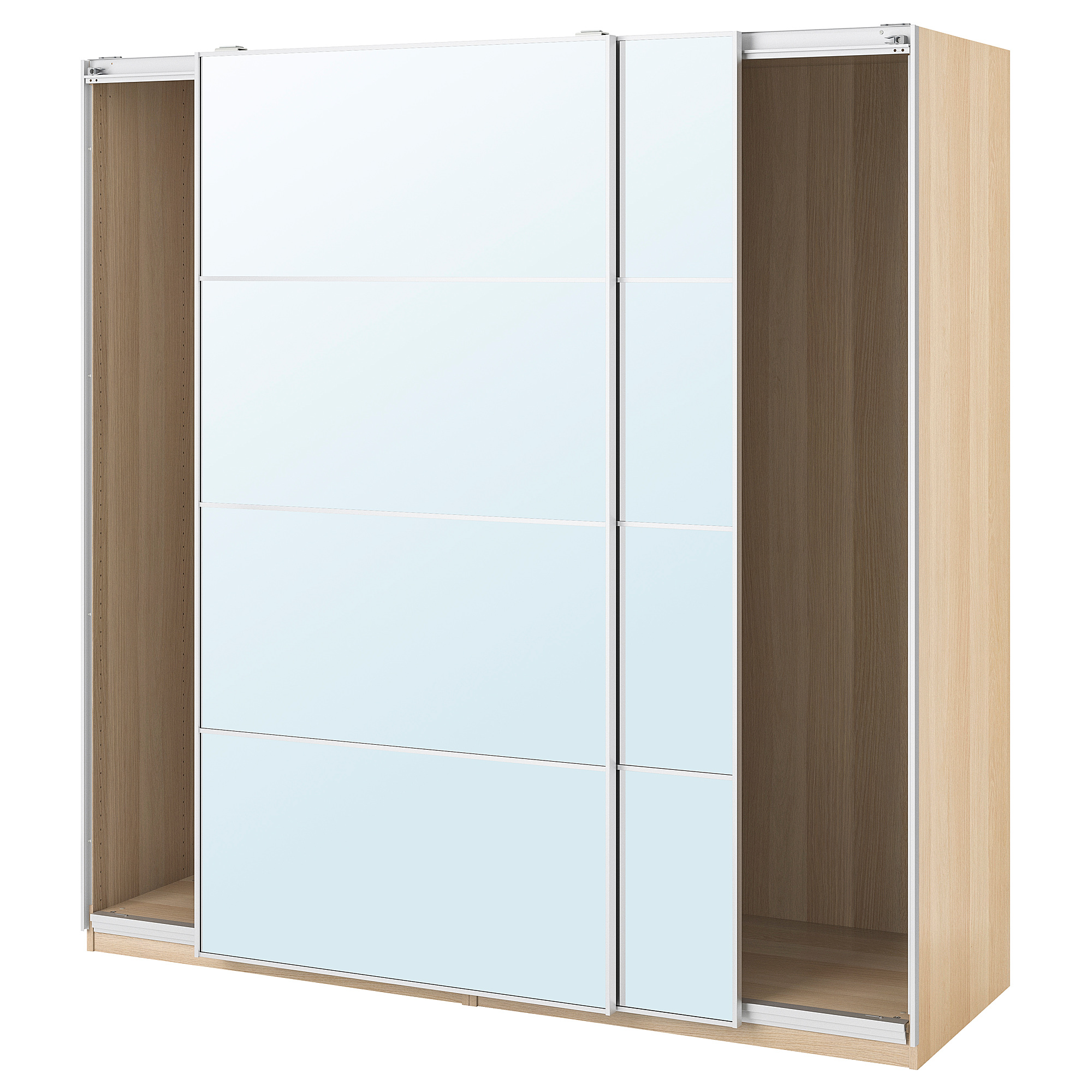 PAX wardrobe with sliding doors white stained oak effect/Auli mirror