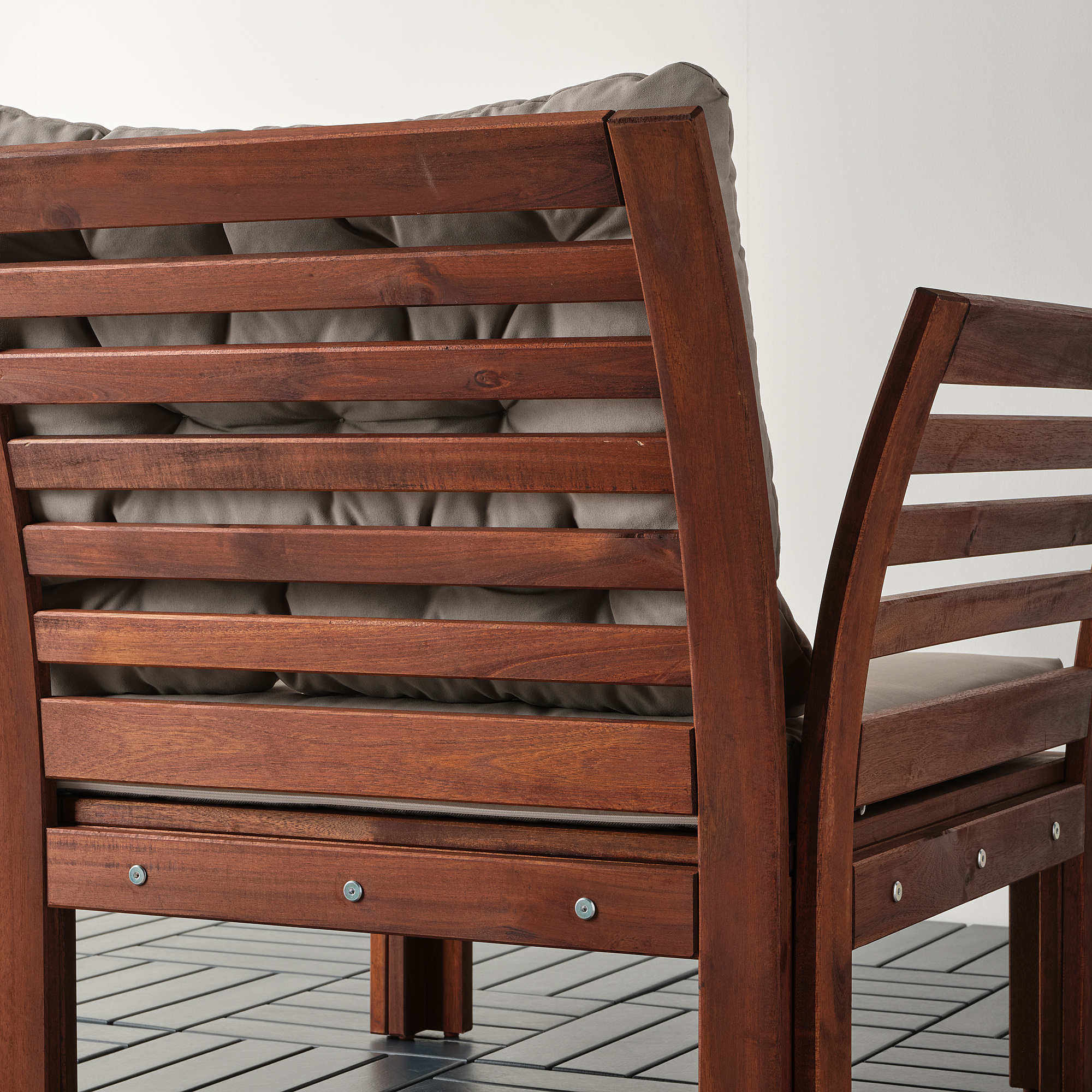 ÄPPLARÖ armchair, outdoor brown stained/Kuddarna grey 84x79x73 cm ...