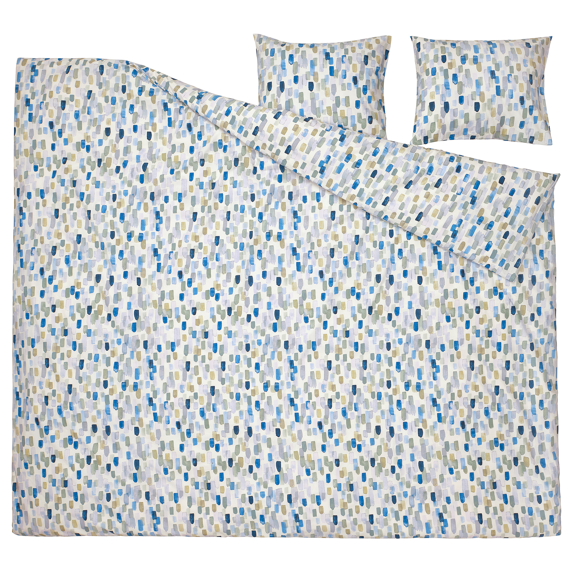 VINTERIBERIS duvet cover and 2 pillowcases multicolour/blue 240x220