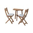 ASKHOLMEN table f wall+2 fold chairs, outdoor