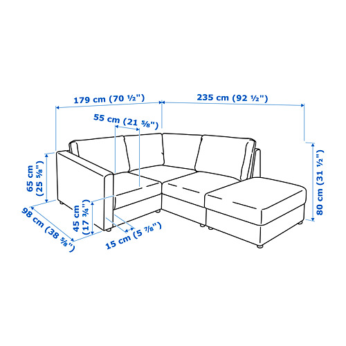 VIMLE 3-местный угловой диван