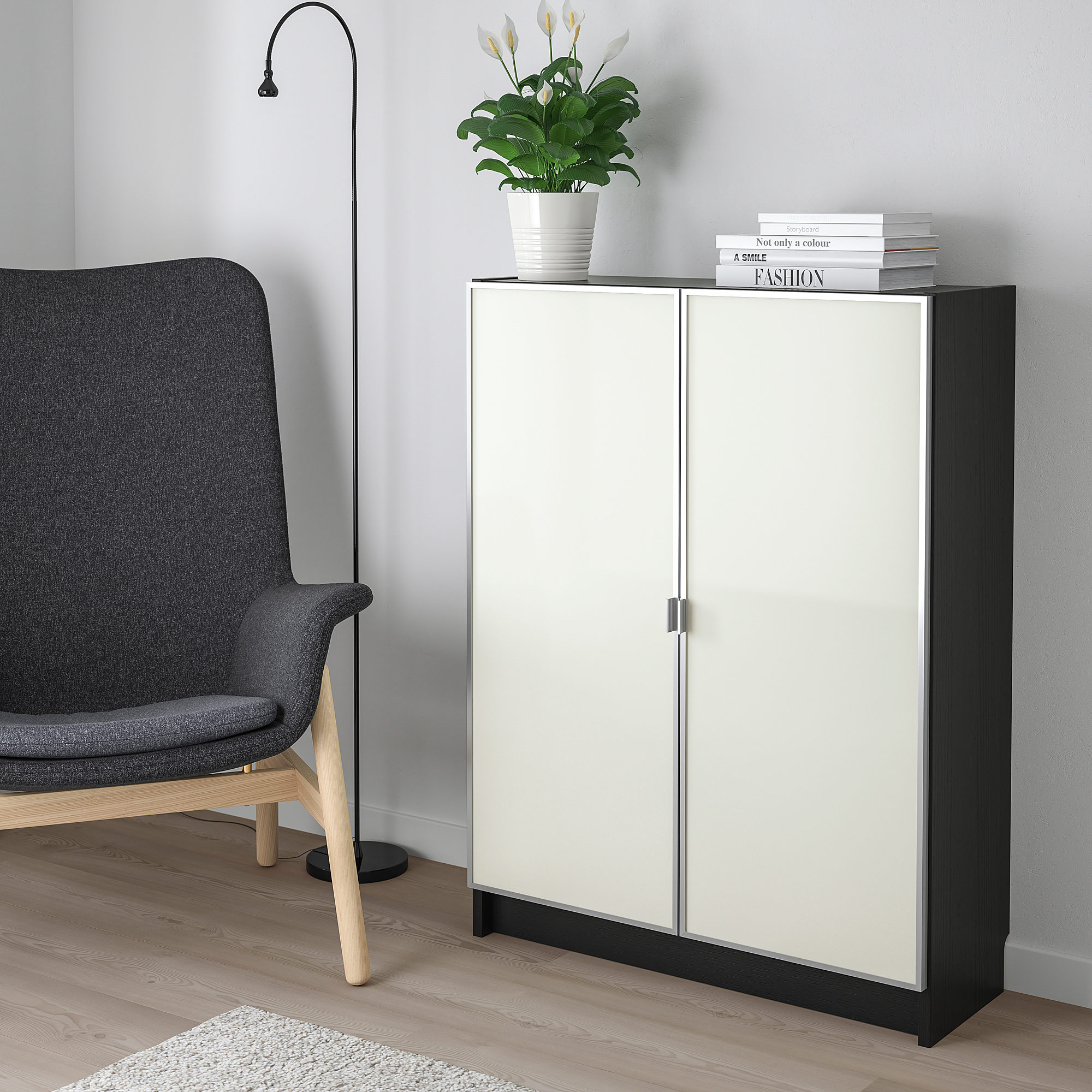 BILLY/MORLIDEN bookcase with glassdoors blackbrown/glass 80x30x106 cm