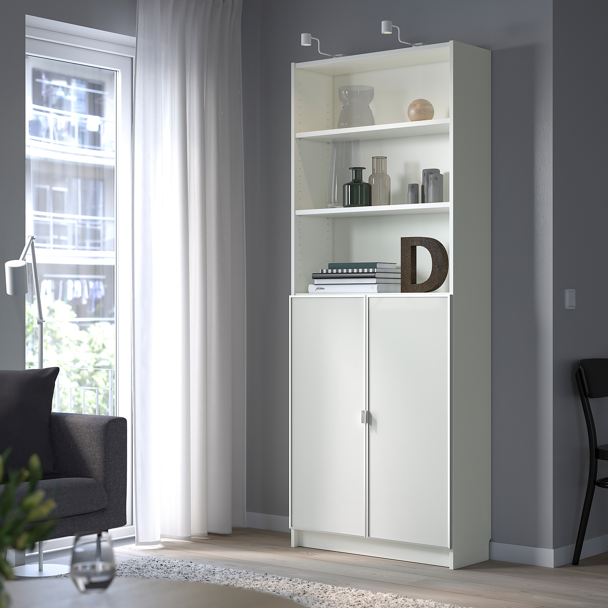 BILLY/MORLIDEN bookcase with glassdoors white/glass 80x30x202 cm IKEA Eesti