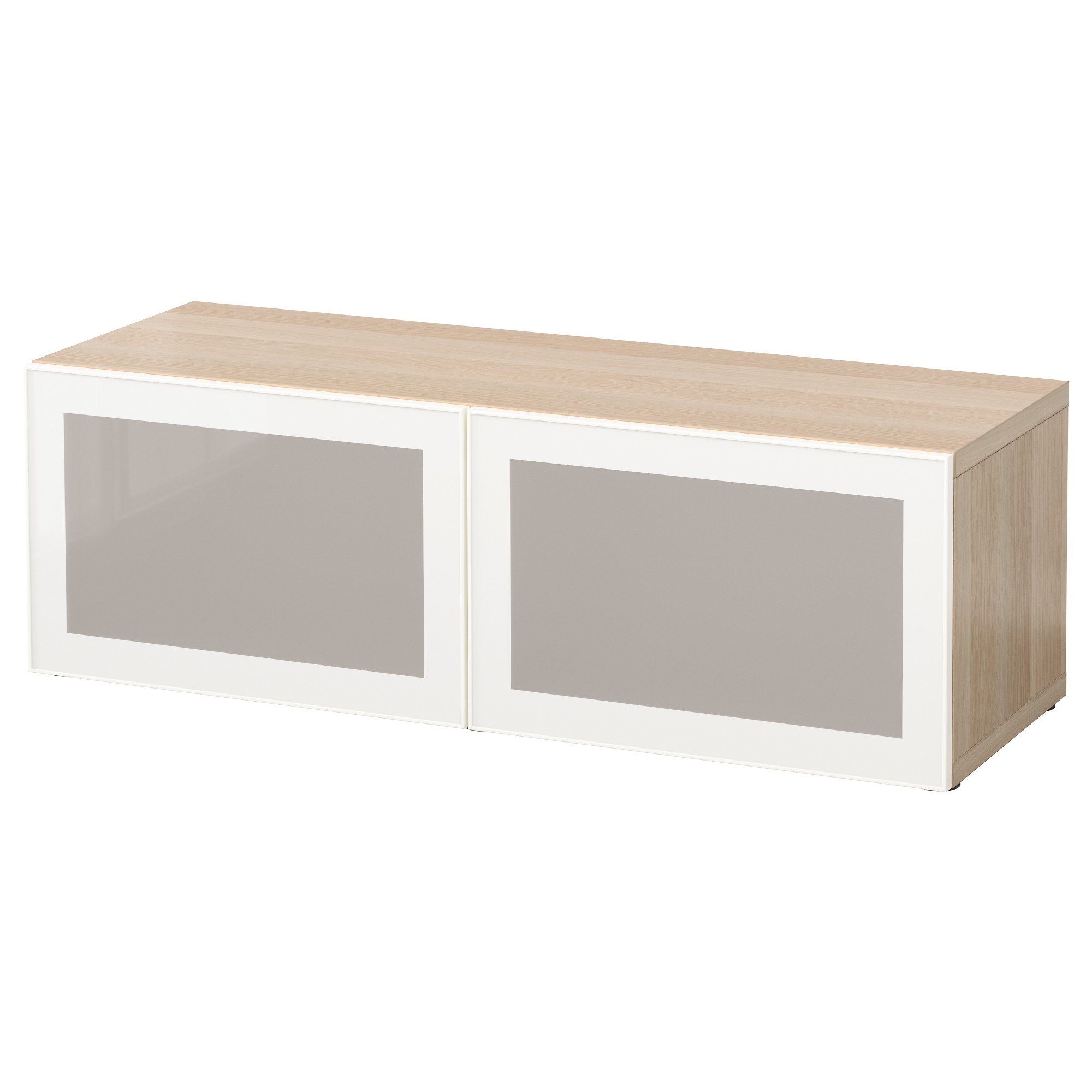 BESTÅ shelf unit with glass doors white stained oak effect/Glassvik white/frosted glass