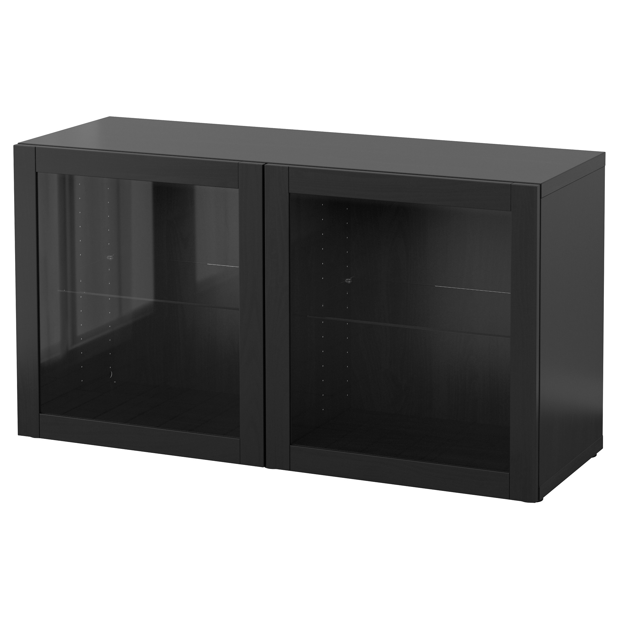 BESTÅ shelf unit with glass doors blackbrown/Sindvik blackbrown clear