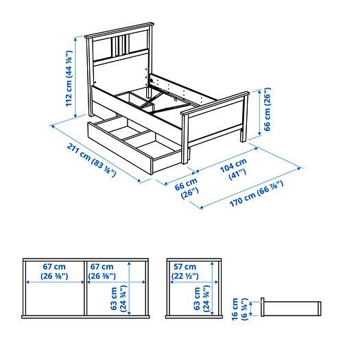 HEMNES каркас кровати с 2 ящиками