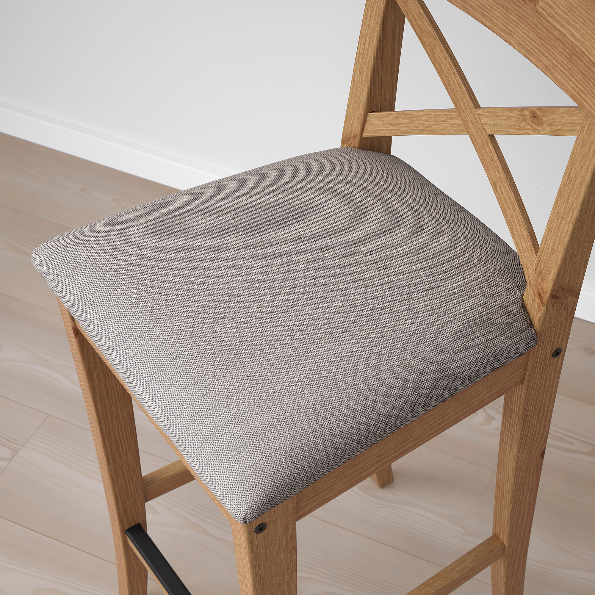 INGOLF bar stool with backrest antique stain/Nolhaga greybeige 65 cm