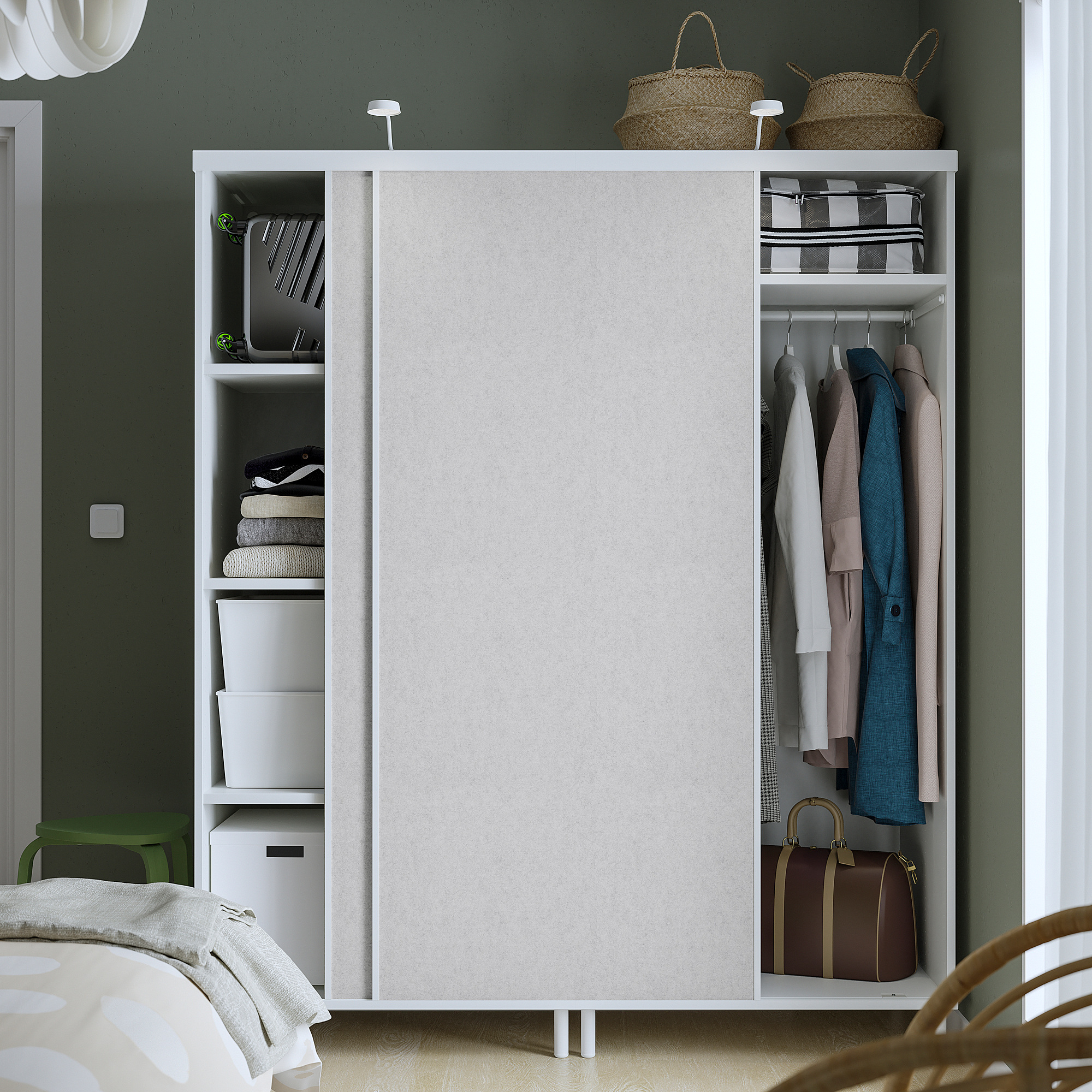 PLATSA wardrobe with 2 sliding doors white Larkollen/dark grey 160x57x191 cm IKEA Latvija