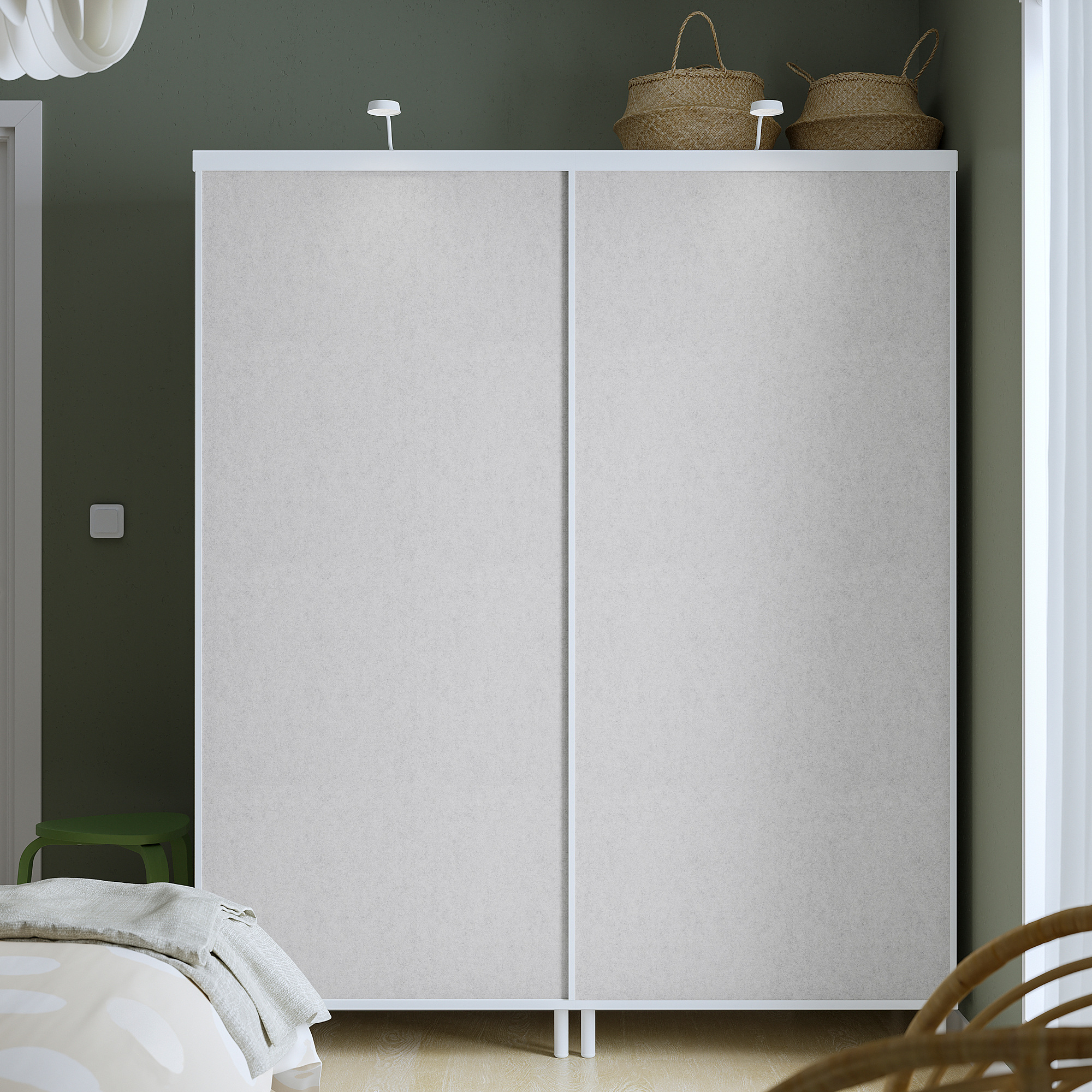 PLATSA wardrobe with 2 sliding doors white Larkollen/dark grey 160x57x191 cm IKEA Latvija