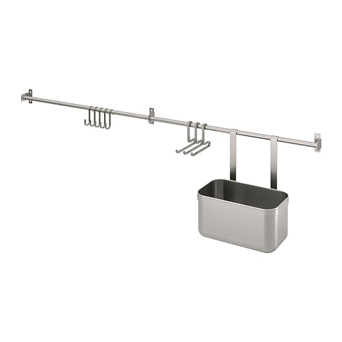 KUNGSFORS rails with hooks and container