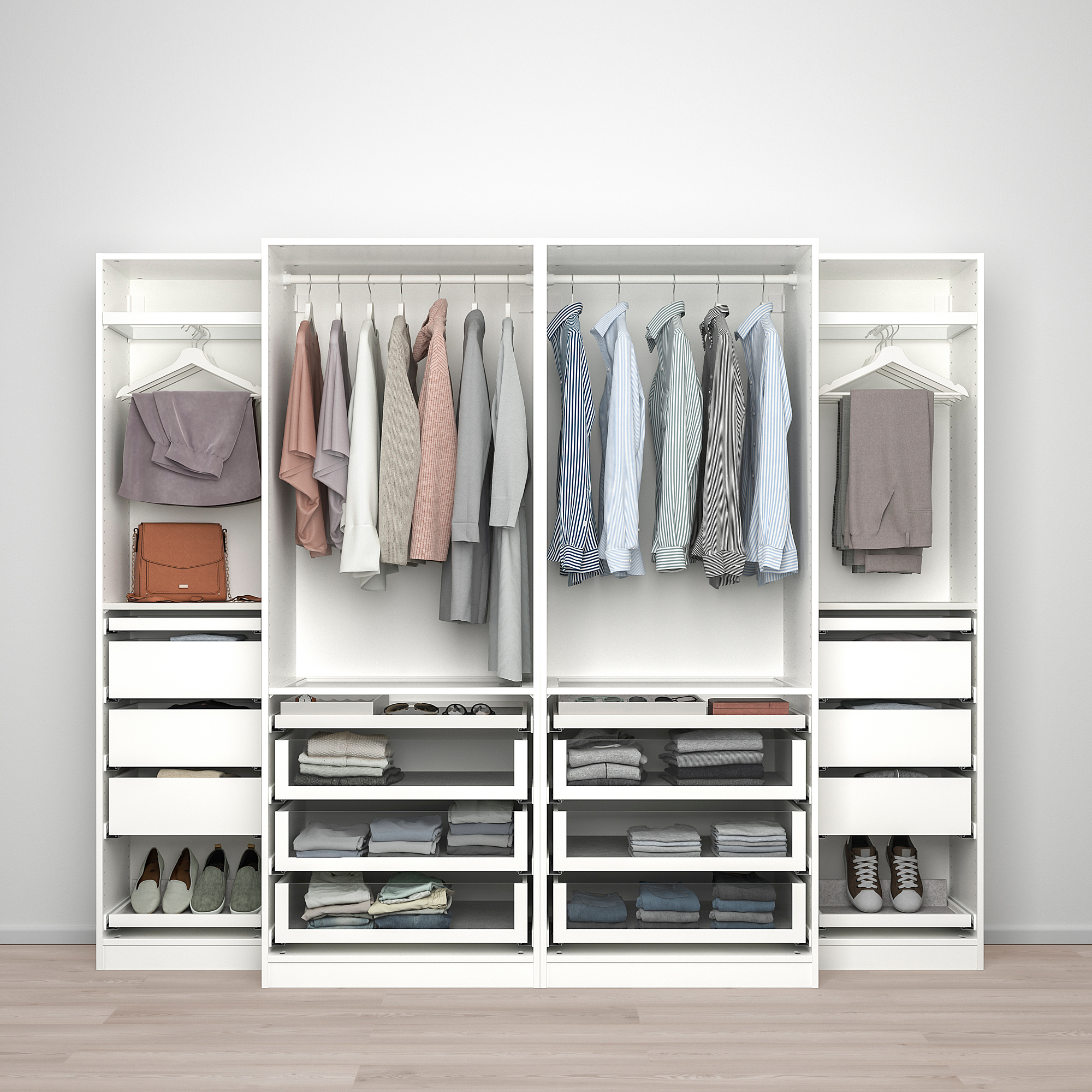 PAX/GRIMO wardrobe combination white 250x66x201 cm IKEA Latvija