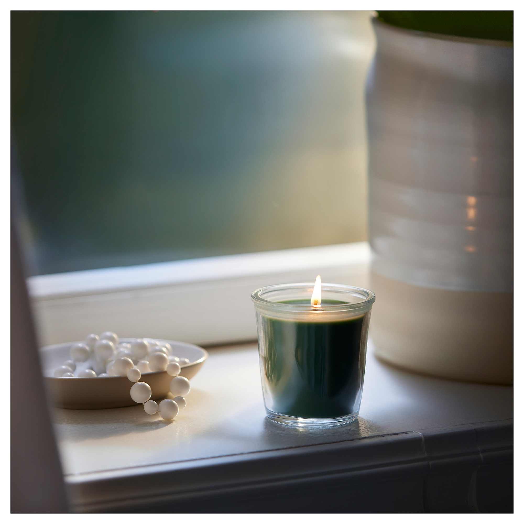 VINTERFINT scented candle in glass Pine and moss/green 20 hr IKEA Eesti