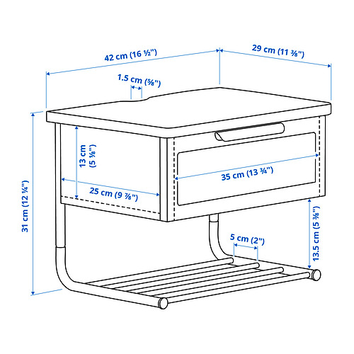 GRÅFJÄLLET sieninis naktinis staliukas