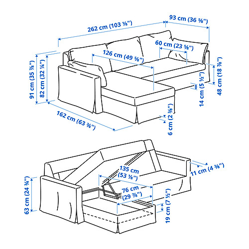 HYLTARP 3-местный диван с козеткой, левый