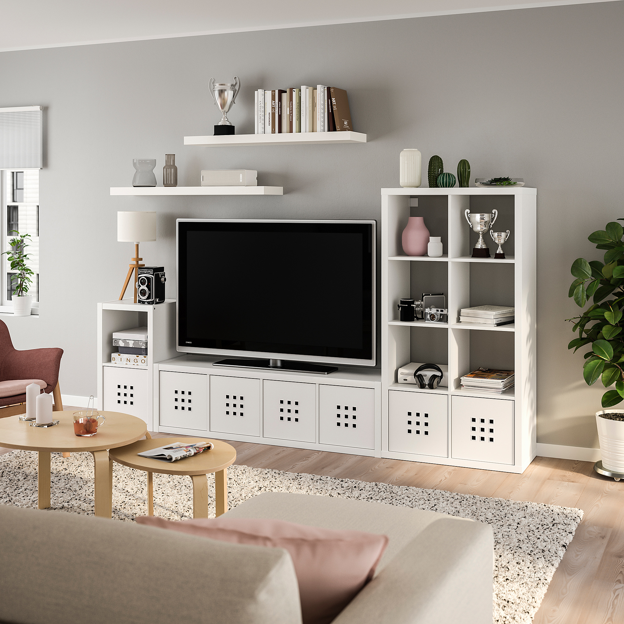 LACK/KALLAX storage combination with 2 shelves white 266x39x147 cm