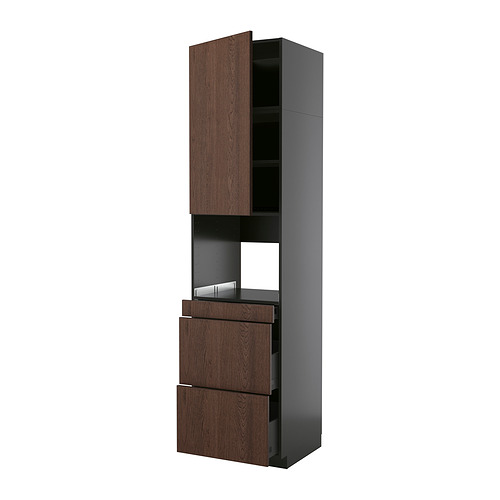 METOD/KNIVSHULT, высокий шкаф д/СВЧ/дверца/3ящика