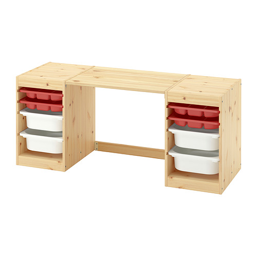 TROFAST, raš. stalas su dėžėmis ir padėklais
