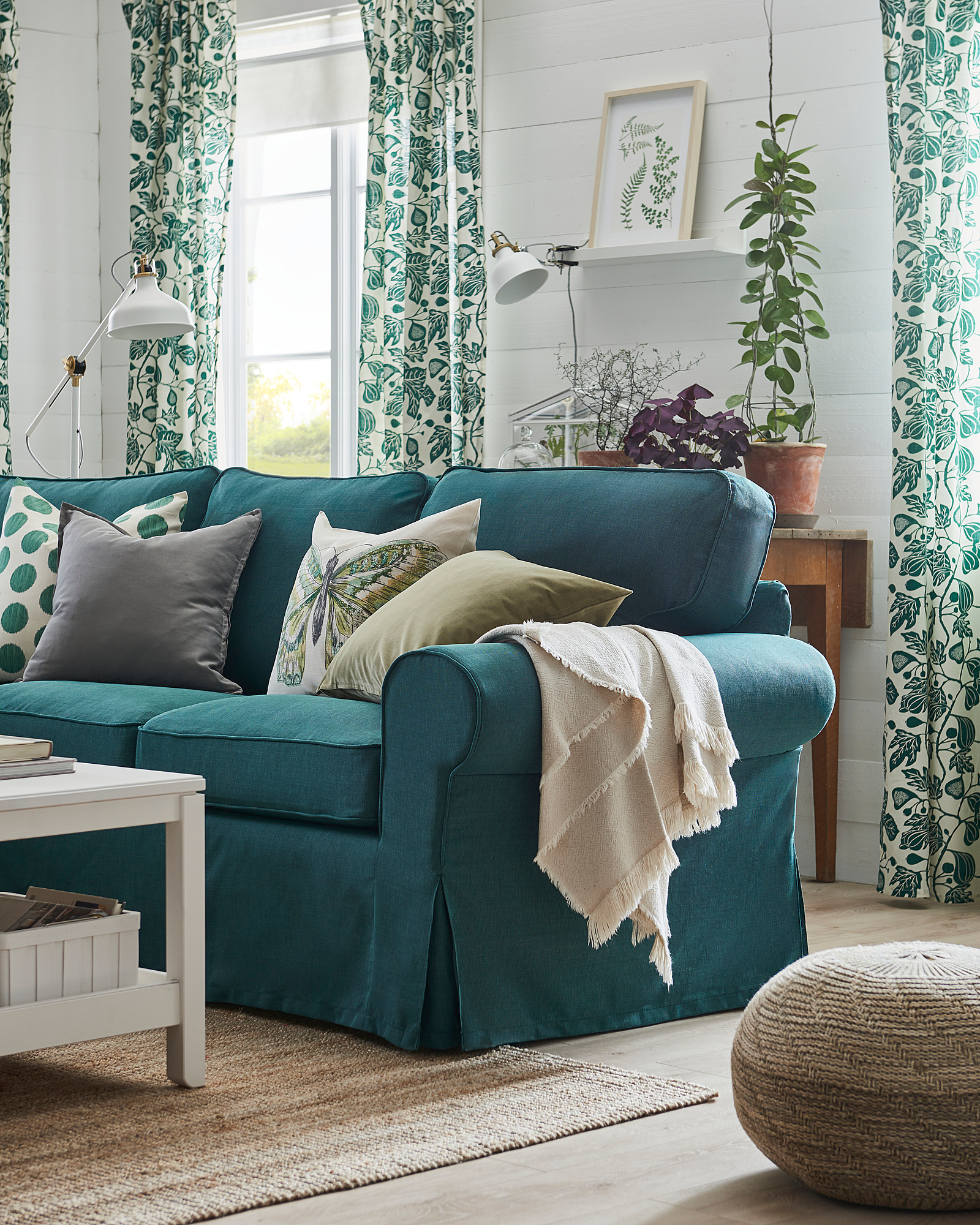 EKTORP 3seat sofa with chaise longue Totebo dark turquoise IKEA Latvija