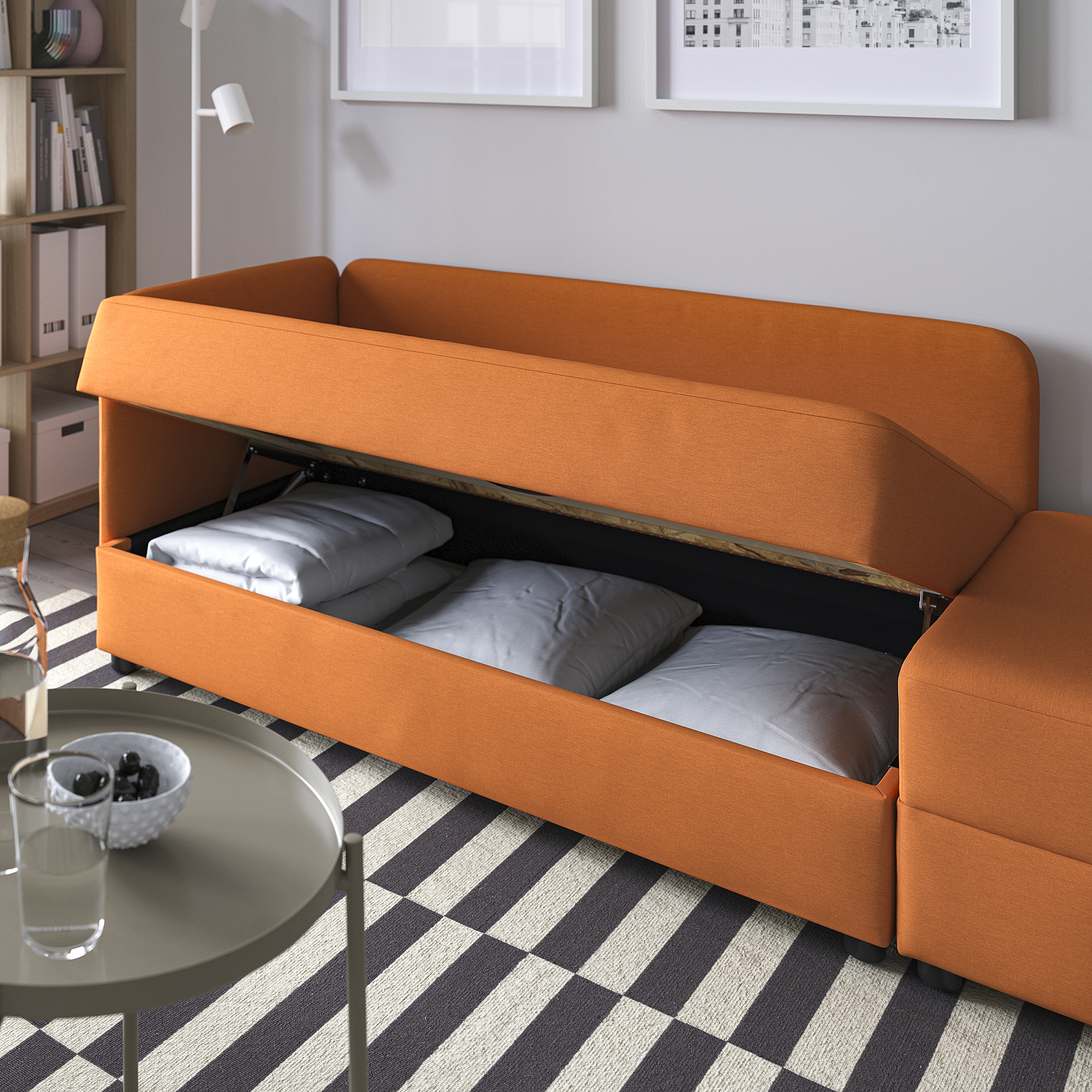 LINDÅKRA 2-seat sofa-bed Knisa bright orange | IKEA Eesti