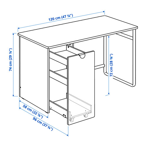 LÄRANDE письменный стол с выдвижной тумбой