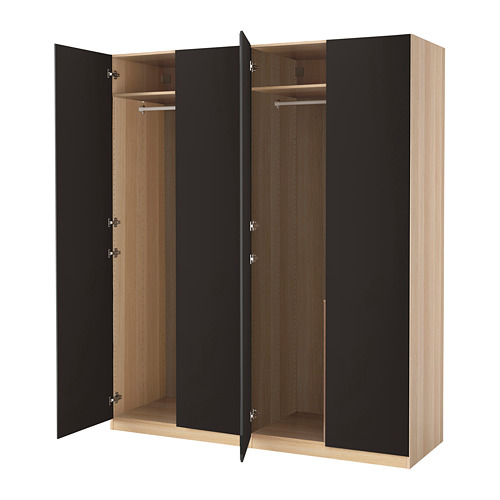 PAX/REINSVOLL wardrobe combination white stained oak effect/anthracite
