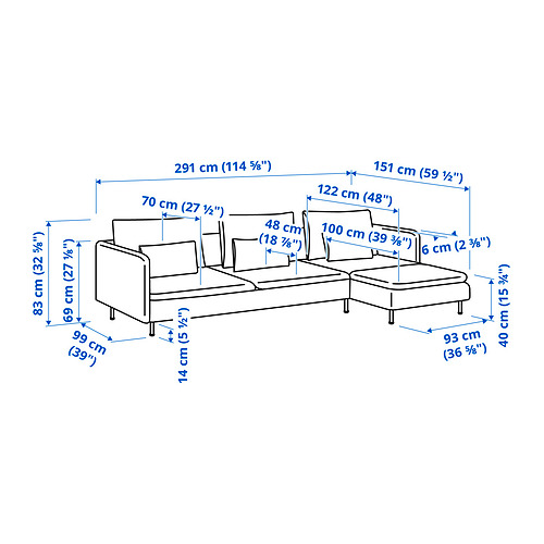 SÖDERHAMN 4-seat sofa with chaise longue