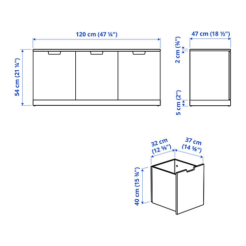 NORDLI komoda su 3 stalčiais