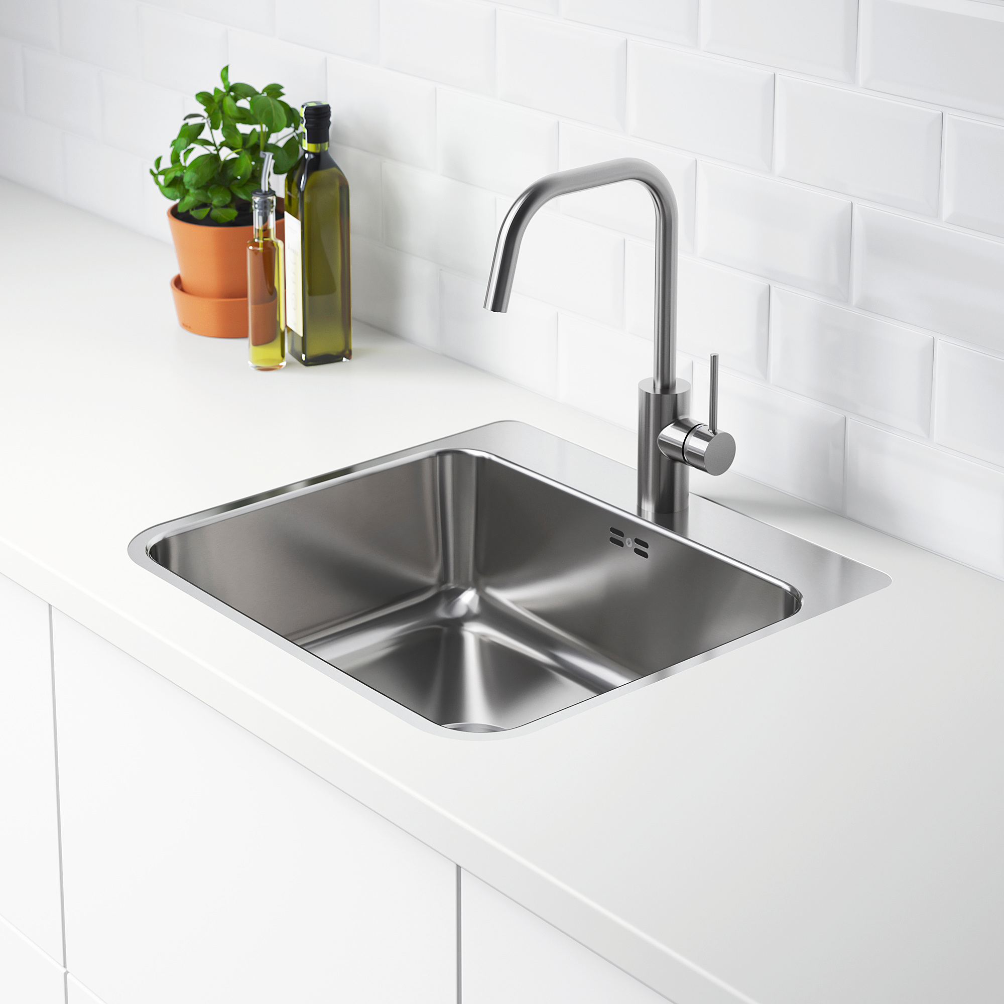 LÅNGUDDEN inset sink, 1 bowl stainless steel for custom made worktop