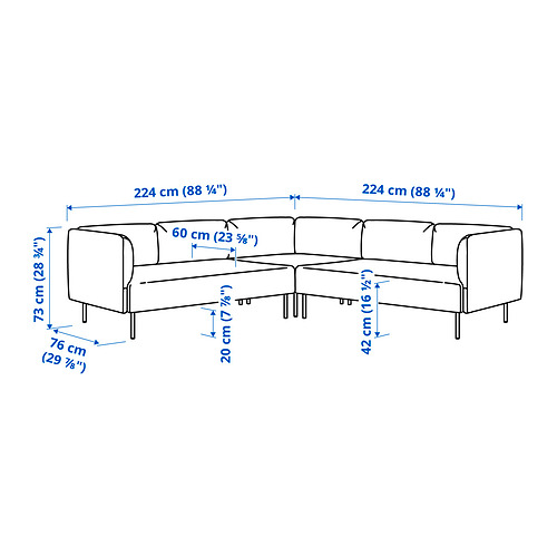 LILLEHEM modular corner sofa, 4 seat