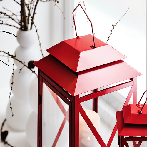 VINTERFINT, lantern for pillar candle, in/out