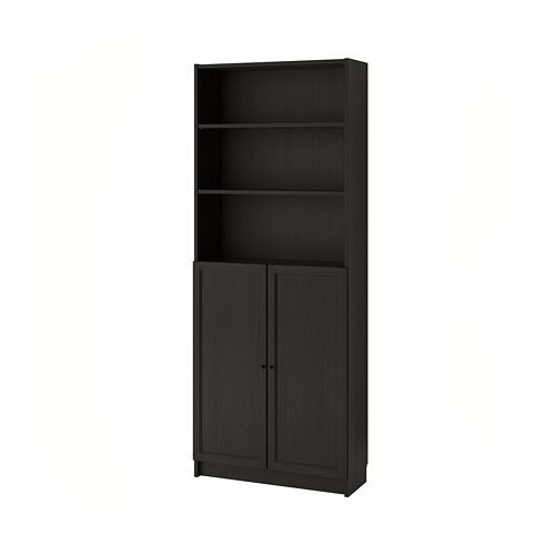 BILLY/OXBERG bookcase with doors blackbrown 80x30x202 cm IKEA Lietuva