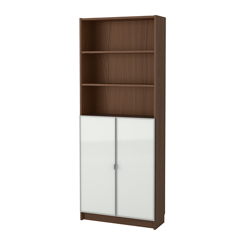 BILLY/MORLIDEN bookcase with glassdoors brown ash veneer/glass 80x30x202 cm IKEA Eesti